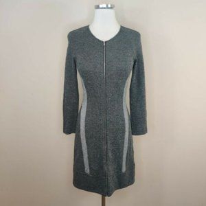 Theory Dress Gray Knit Zip Front Sheath 6